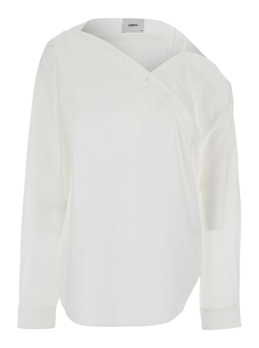 Coperni Women's White Shirt Heart With Asymmetrical Buttoning And Chest Pocket In Cotton For Blouses
