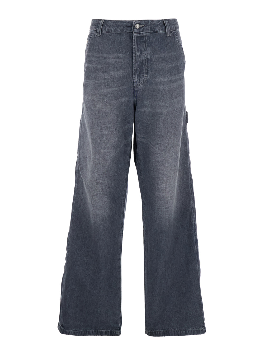 Diesel Men's Grey D-Livery-W Blue Cotton Denim Five-Pocket Jeans For