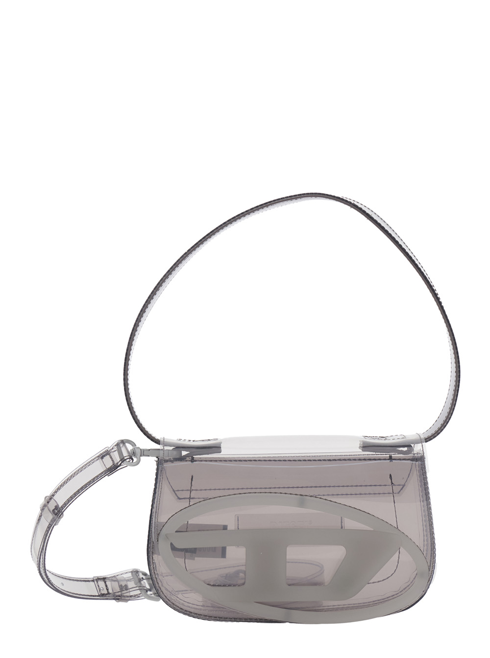 Diesel Women's Grey Shoulder Bag 1Dr With Oval D Patch And Semi-Transparent Design In Gray For Hand