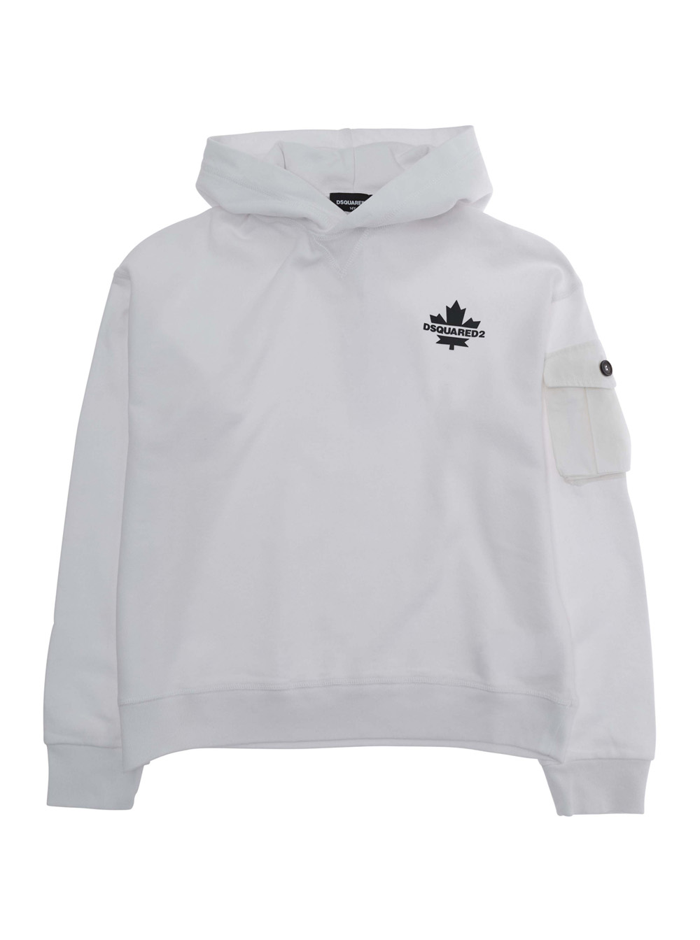 Dsquared2 Kids White Hooded Sweatshirt With Fixed Hood And Logo Detail On The Front In Cotton For Kids Sweatshirts - Kids