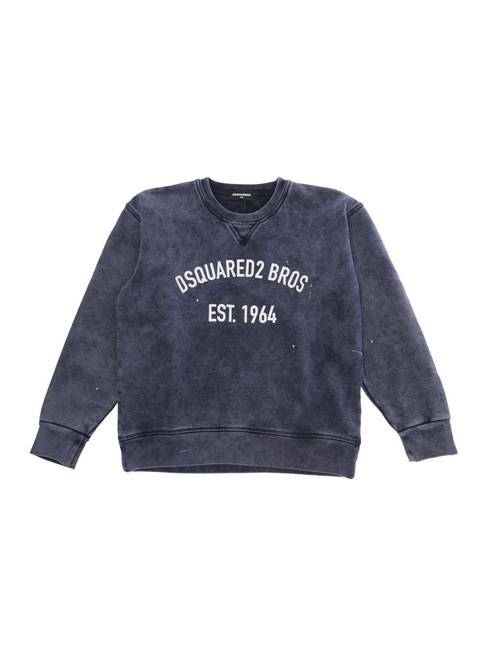 Dsquared2 Kids Blu Dark E Cotton Crewneck Sweatshirt With Printed Logo On The Front For Kids Sweatshirts - Kids