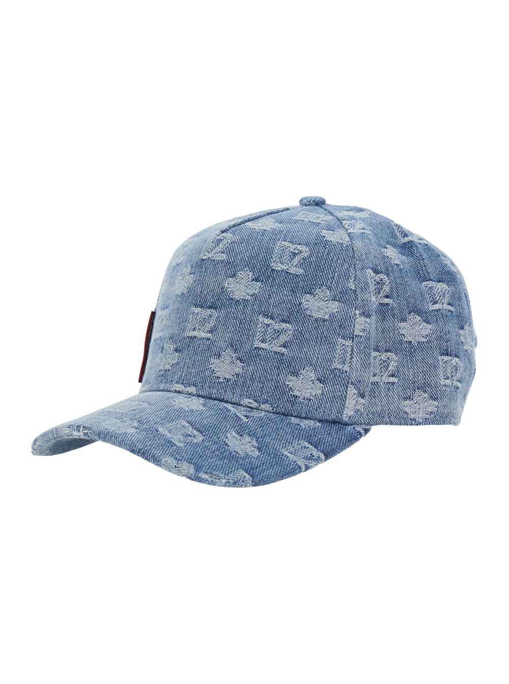 Dsquared2 Men's Light Blue Blue Denim All-Over Logo Baseball Cap For Light Cotton Hats And Gloves