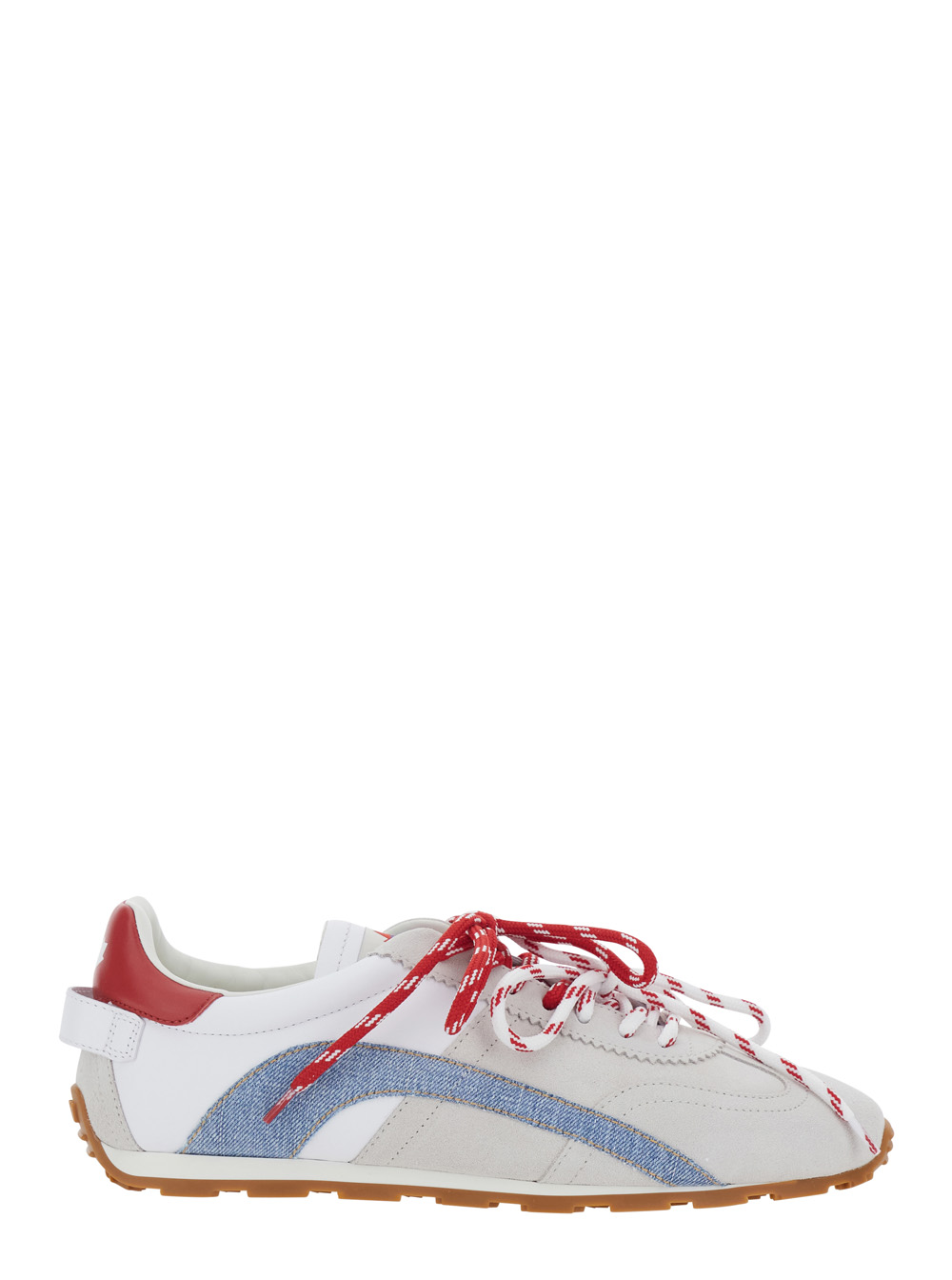 Dsquared2 Men's White Sneakers Dc-642 With Contrast Detail On The Back In Leather For Calf Polyamide Elastane