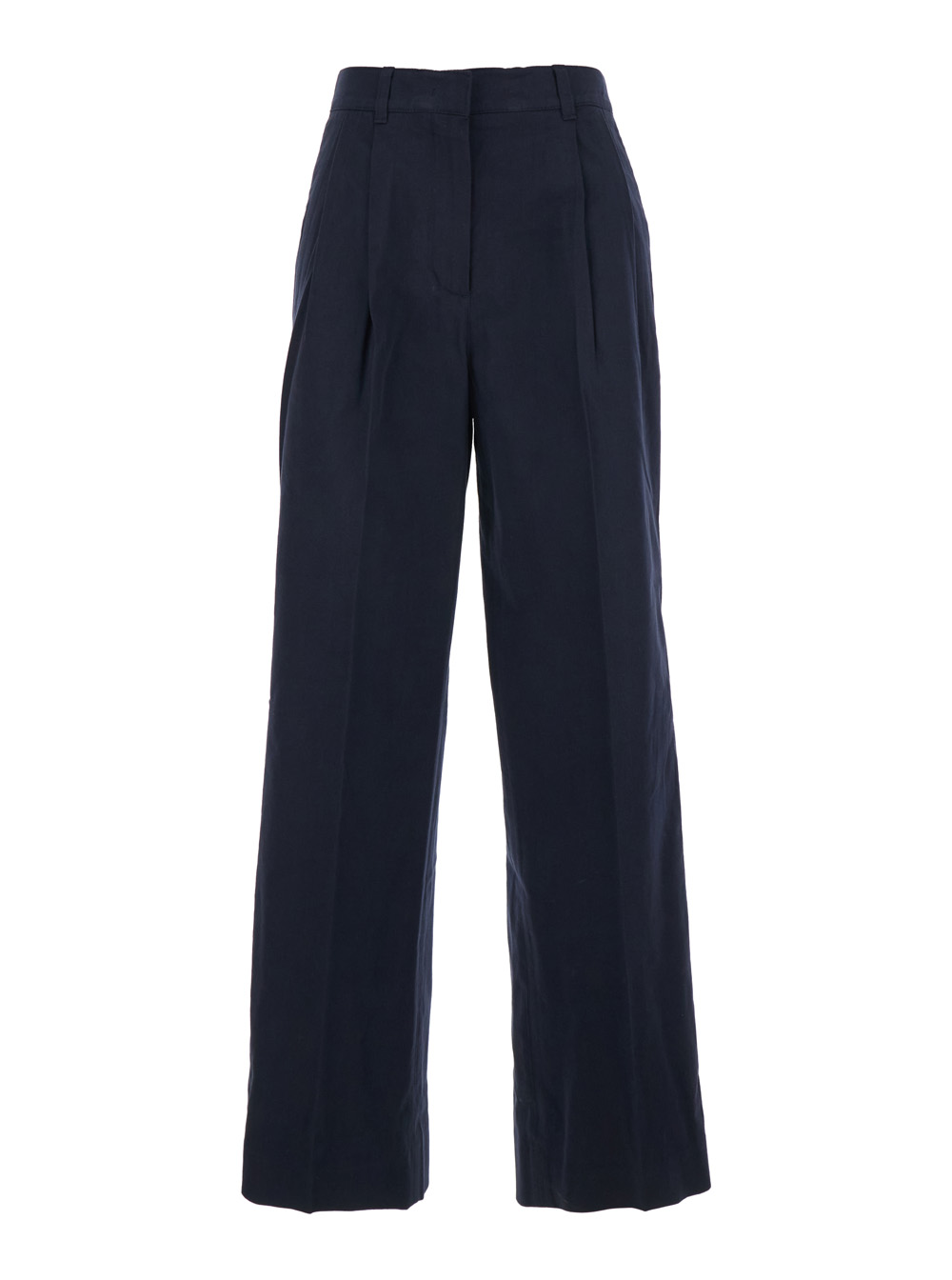 Dunst Women's Blu E Trousers With Front Pleats In Cotton Blend For Nylon