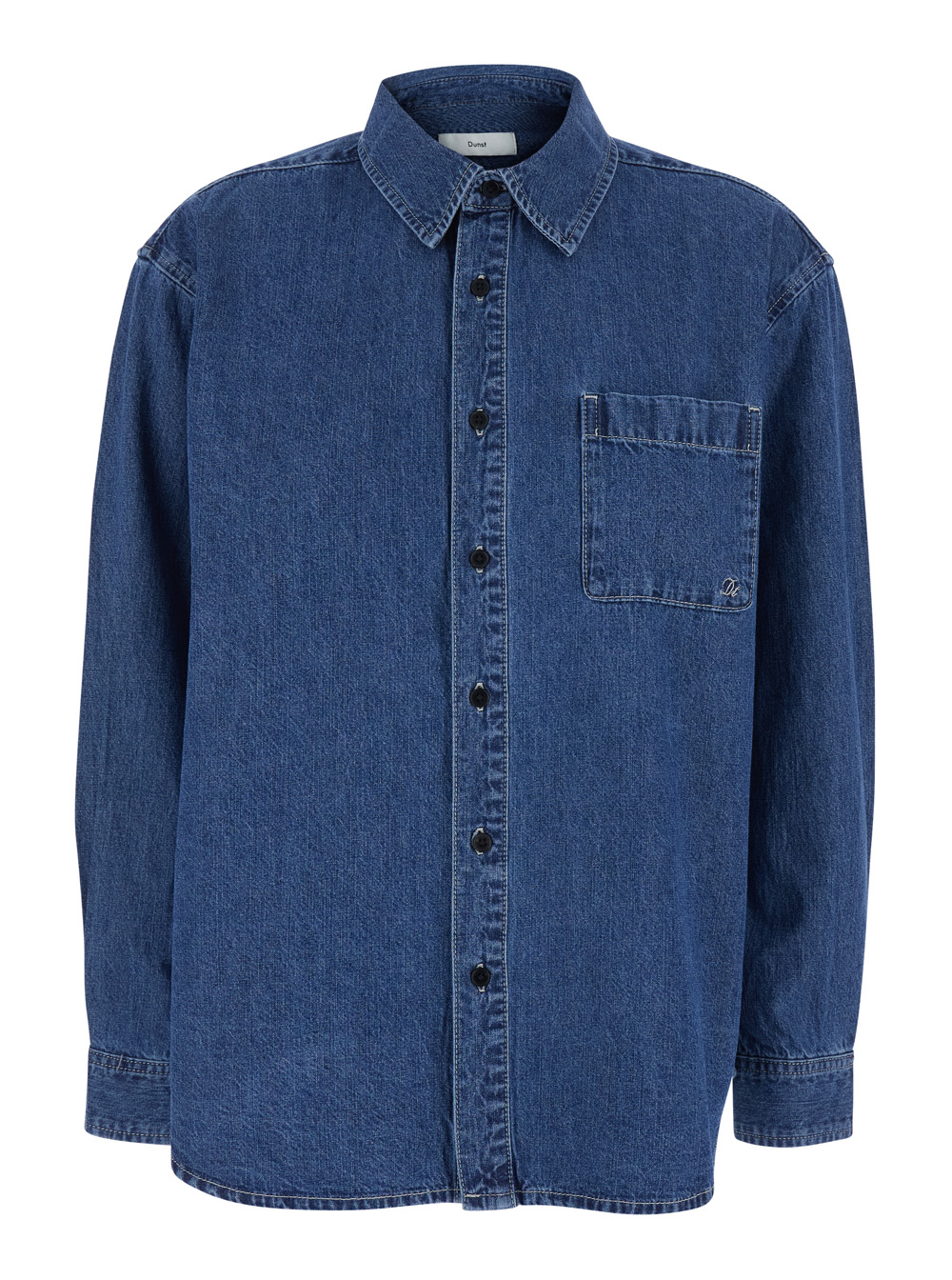 Dunst Women's Blu Denim Shirt Unisex Oversized E With Long Sleeves And Front Pockets In Cotton Linen For Men Blouses