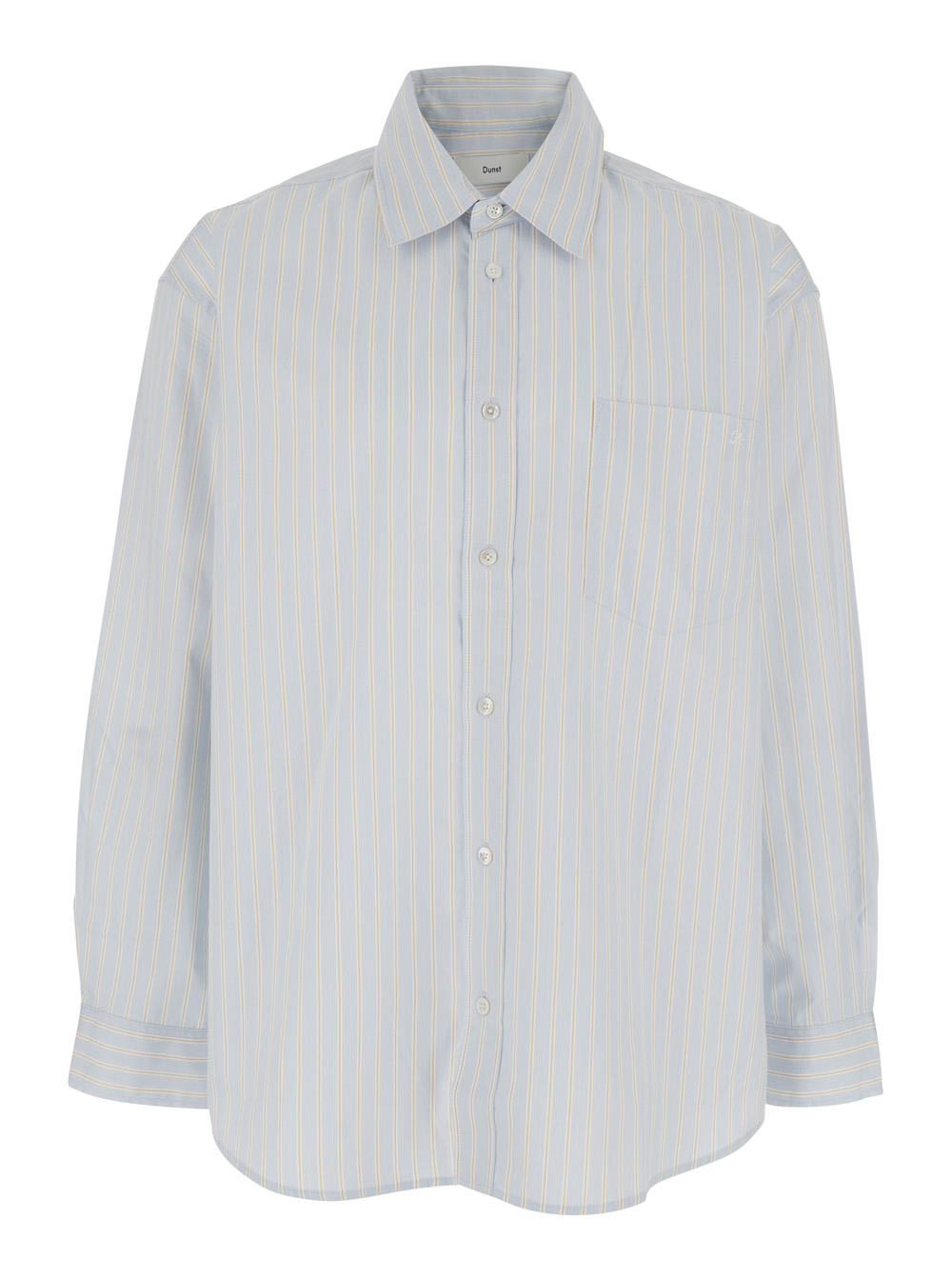 Dunst Men's Light Blue Shirt With Classic Collar And Striped Cotton For Blouses