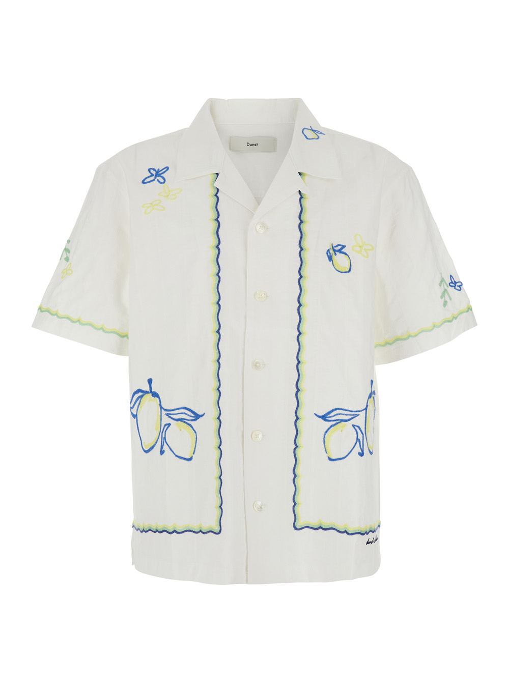 Dunst Men's White Shirt With Cuban Collar Cotton Man And Blouses