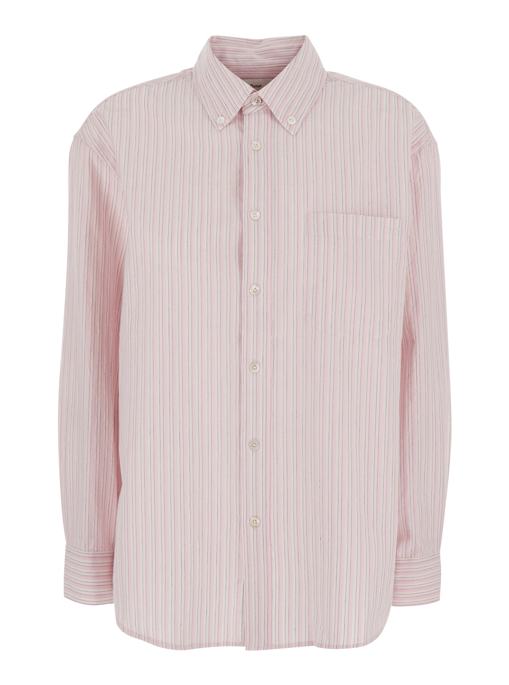 Dunst Women's Pink Unisex Classic Striped Bd Overshirt - Long Sleeve Shirt With Stripes Cotton Polyester And Blouses