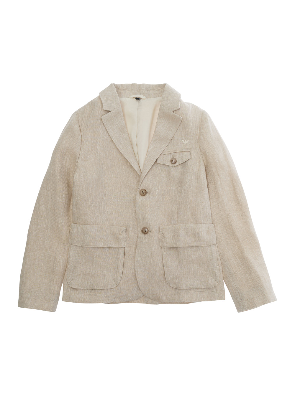Emporio Armani Kids Girls Beige Blazer With Notched Revers For Women Linen Blazers - Kids