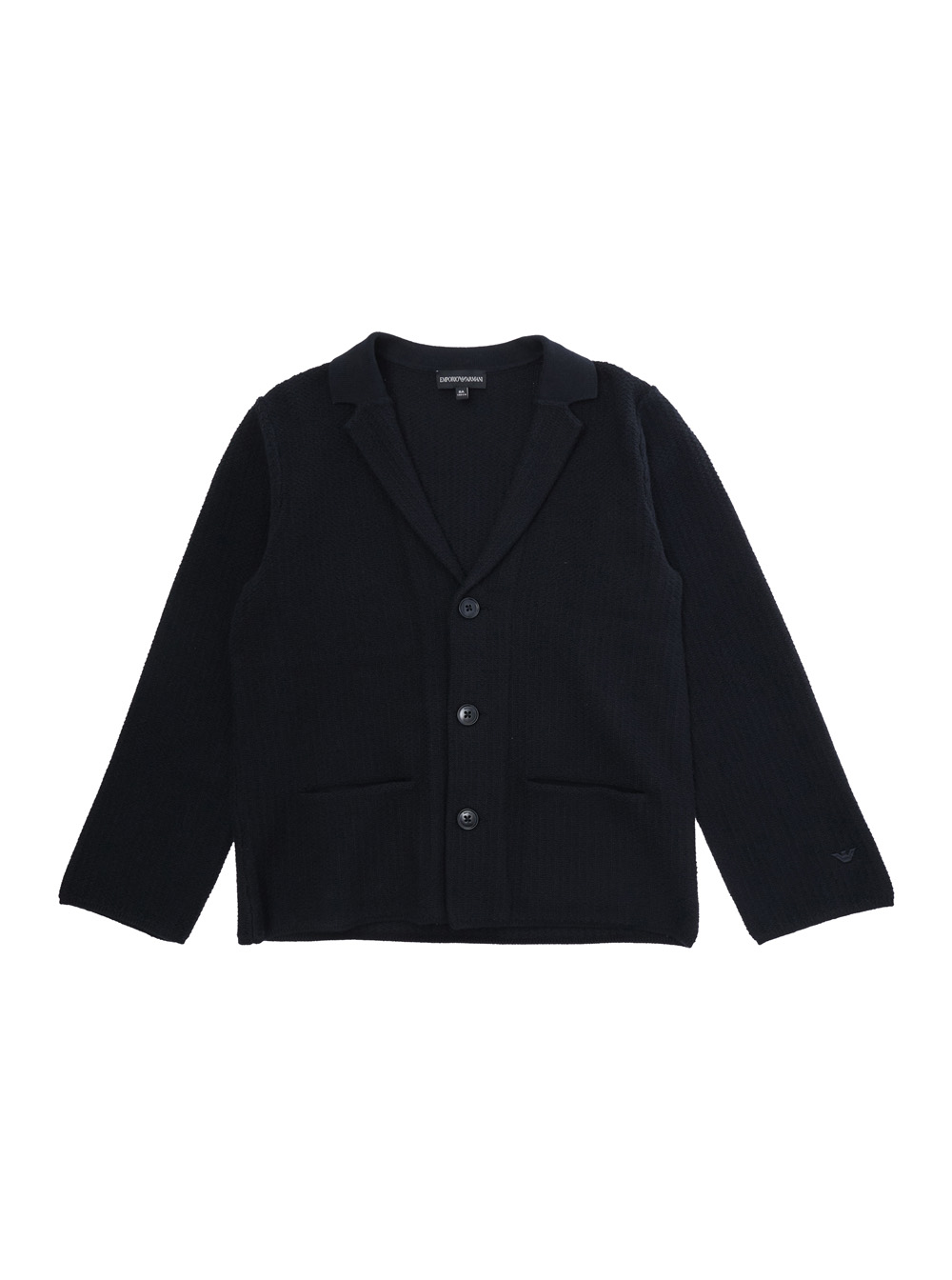 Emporio Armani Kids Blu Classic Revers Jacket With Front Pockets In E Cotton For Kids Polyamide Elastane Blazers - Kids