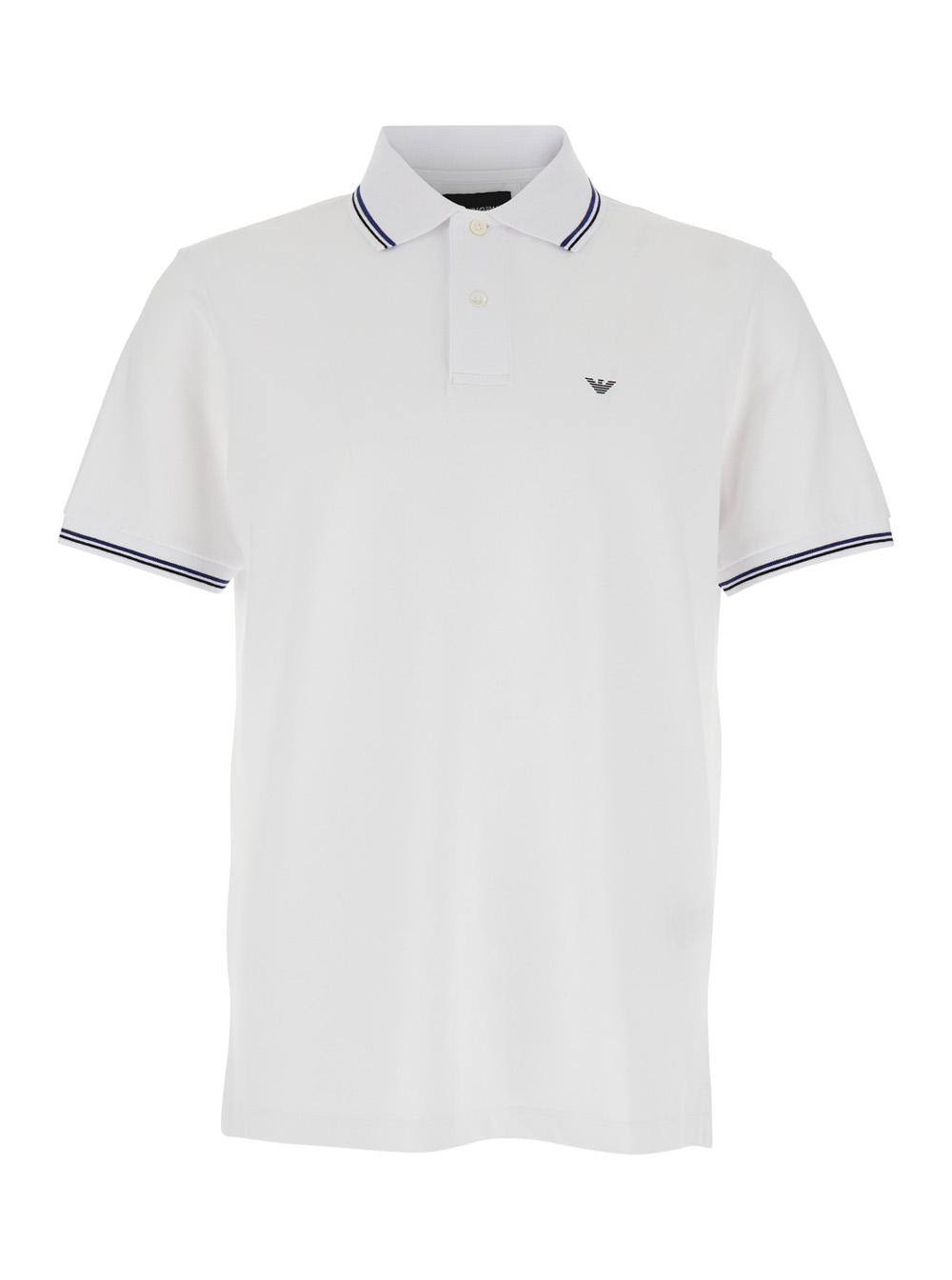 Emporio Armani Men's White Cotton Polo With Embroidered Logo On Front For Elastane Tshirts And Shirts