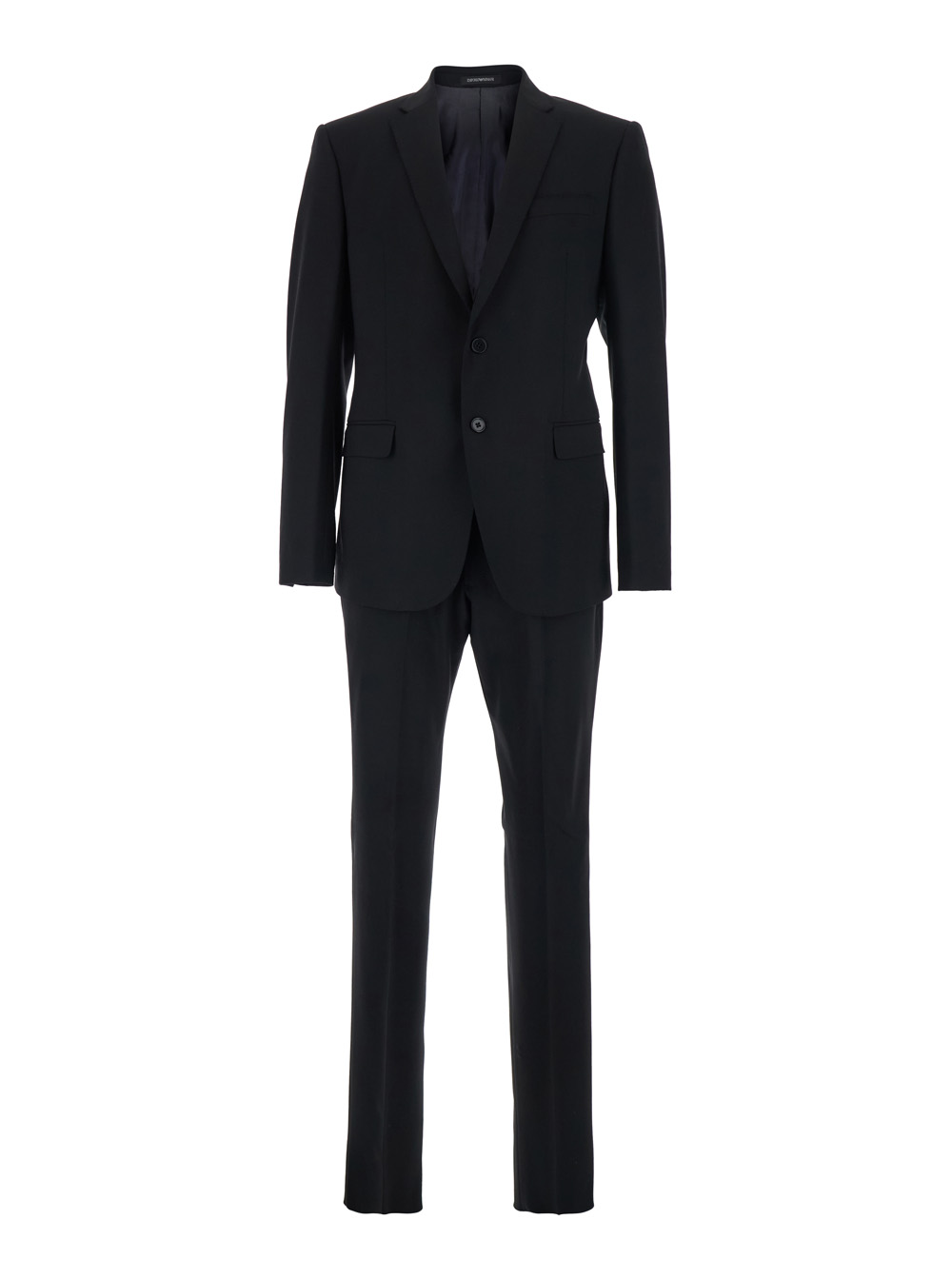 Emporio Armani Men's Black Single-Breasted Suit With Notched Revers In Wool For Virgin Suits