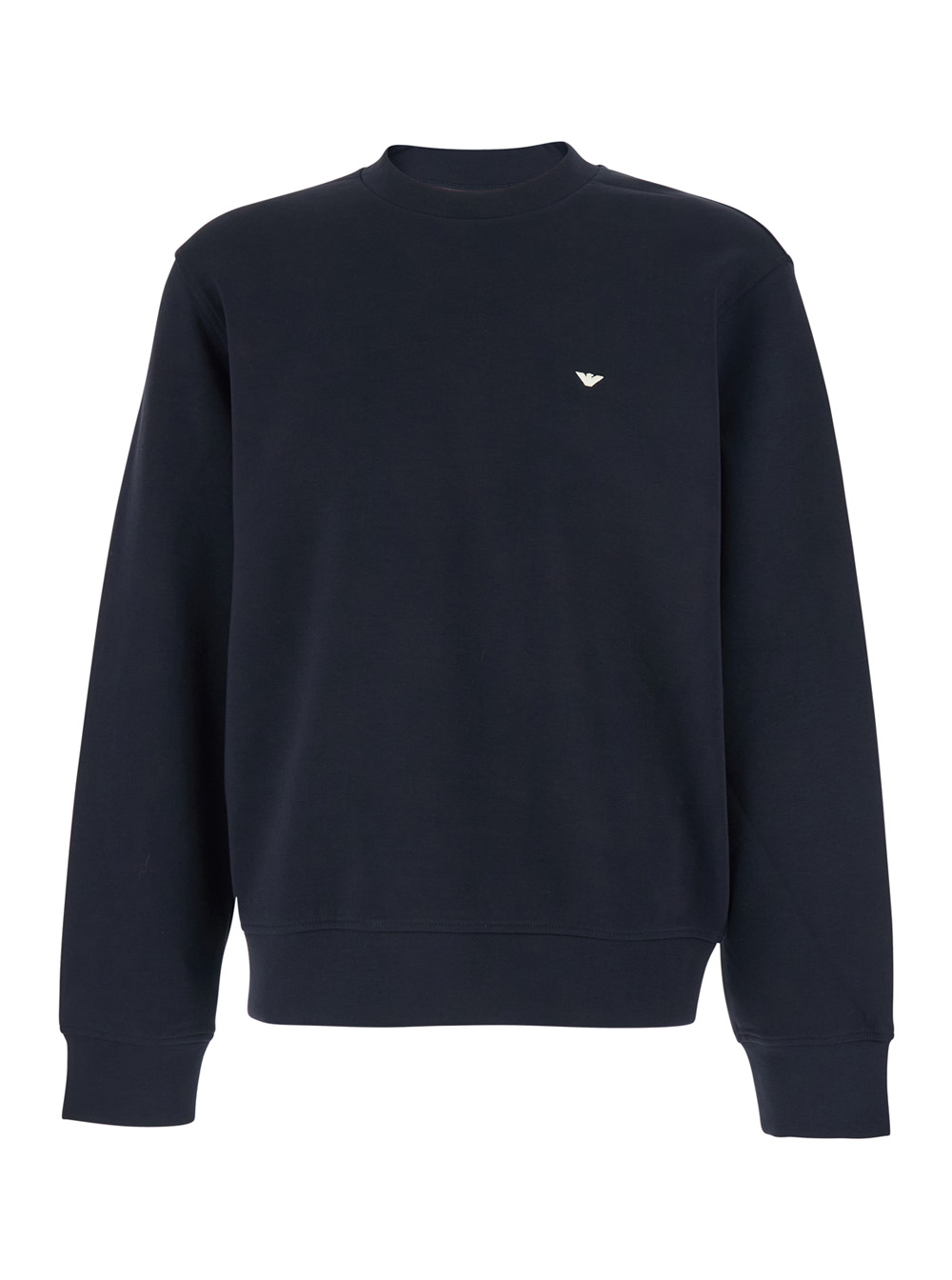 Emporio Armani Men's Blu Crewneck Sweatshirt With Logo Embroidery On The Front In Cotton Blend E Polyester Elastane Sweatshirts
