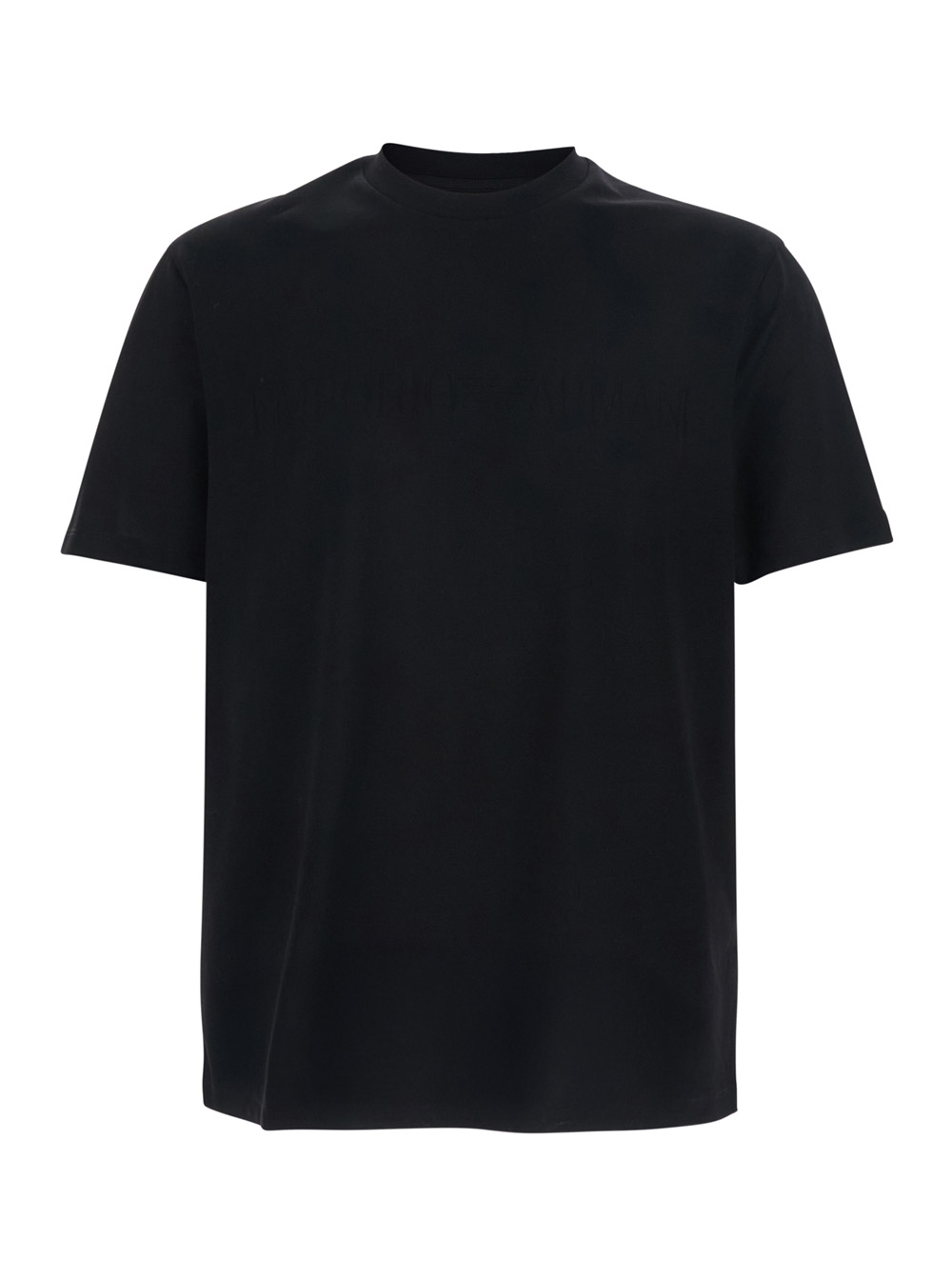 Emporio Armani Men's Black T-Shirt With Elasticized Crew Neck And Tone-On-Tone Jacquard Logo For Cotton Tshirts Polo Shirts
