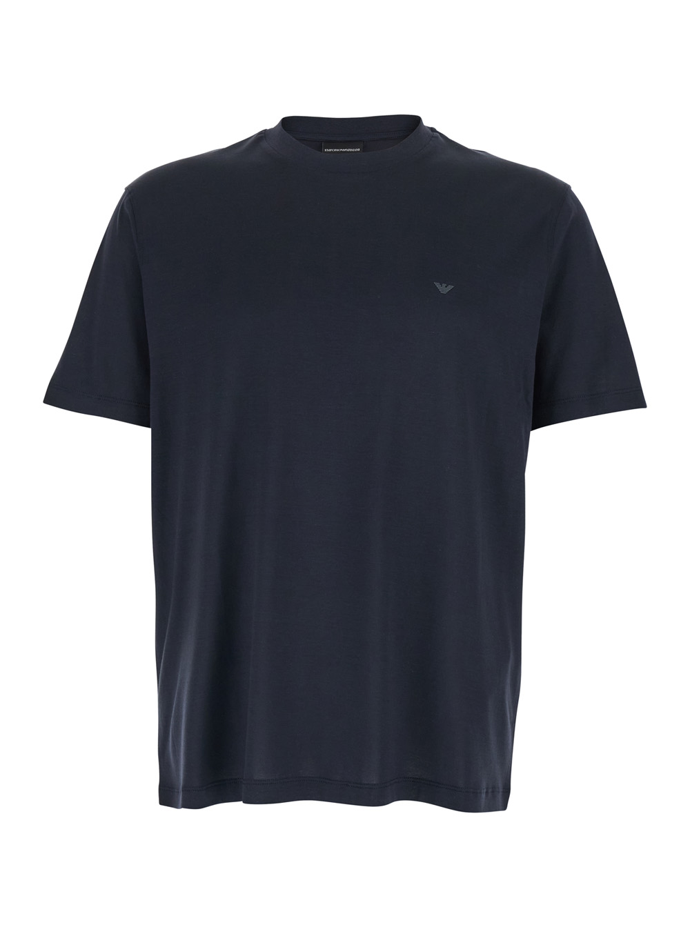 Emporio Armani Men's Blu E T-Shirt With Logo Embroidery On The Front In Cotton Blend For Lyocell Tshirts And Polo Shirts