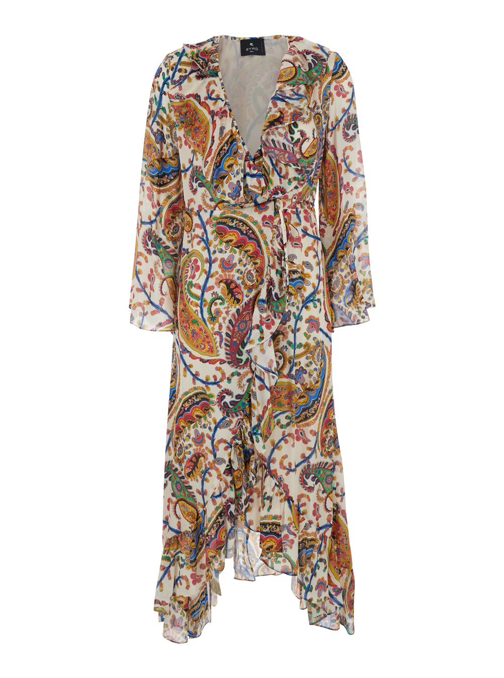 Etro Multicolor Long Dress With All-Over Paisley Motif And V-Neck Silk Women – Women