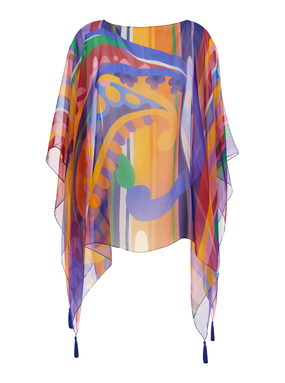 ETRO Etro Multicolor Cape with All-Over Print and Silk Tassel Detail for Women Outerwear - Women　エトロ マルチカラー ケープ 全面プリントとシルク タッ