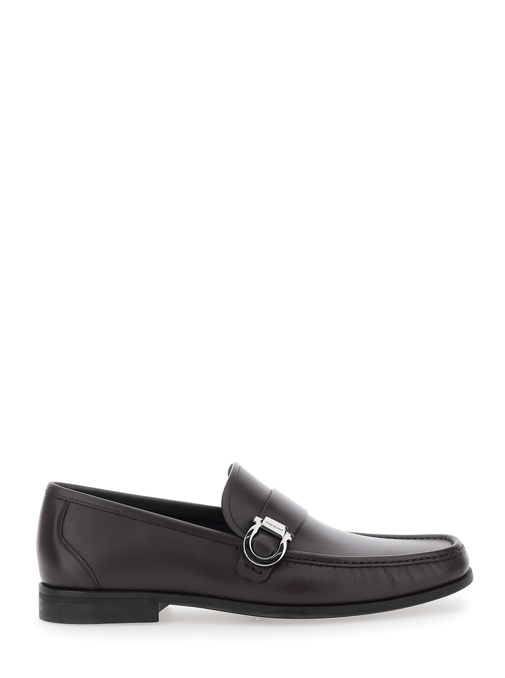 Ferragamo Men's Brown Loafers With Gancini Detail On The Side In Leather Man Calf