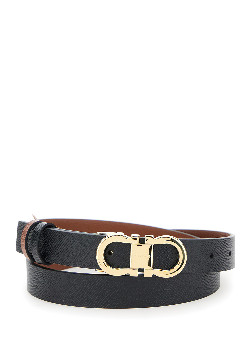 Ferragamo Women's Black Reversible Belt With Gancini Buckle In Leather For Calf