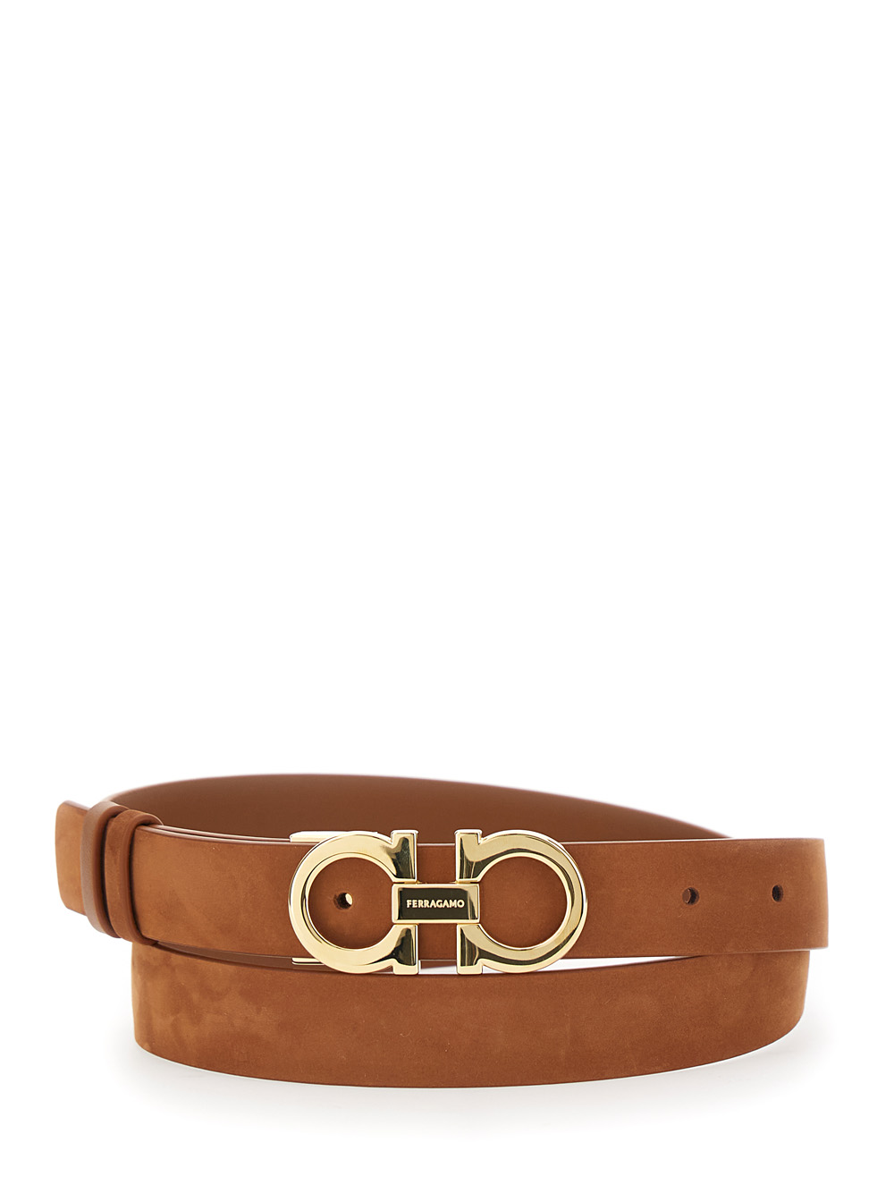 Ferragamo Women's Brown Belt With Gancini Buckle On The Front In Suede Woman Calf