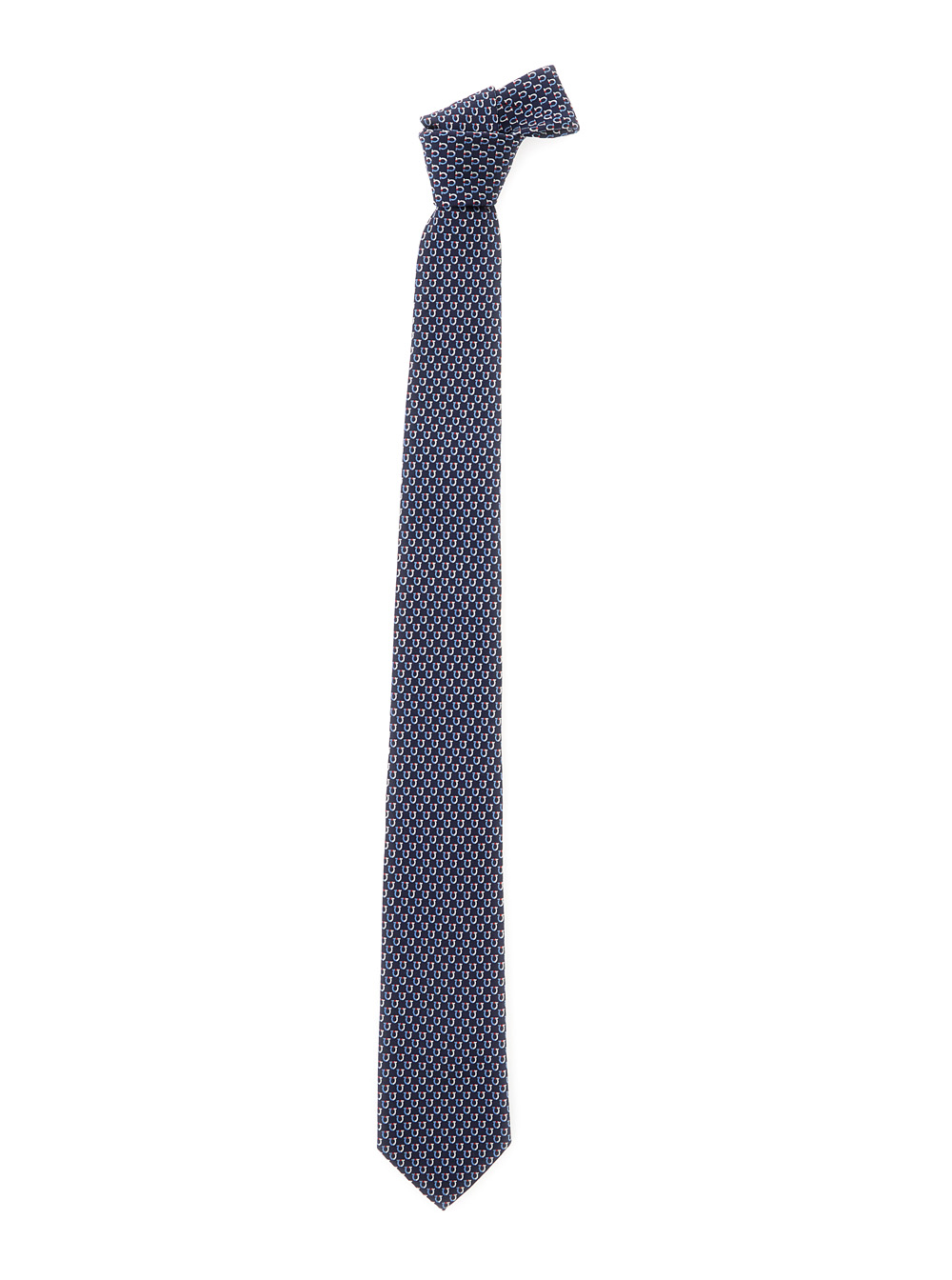 Ferragamo Men's Blu E Silk Tie With All Over Logo Motif Man Papillon And Ties