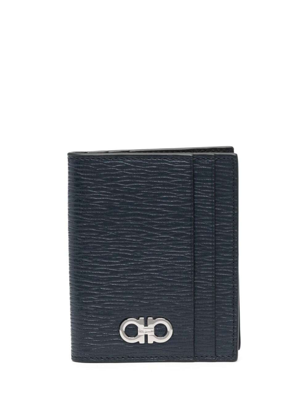 Ferragamo Men's Blu E Cardholder With Gancini Metal Logo On The Front In Leather For Calf Products