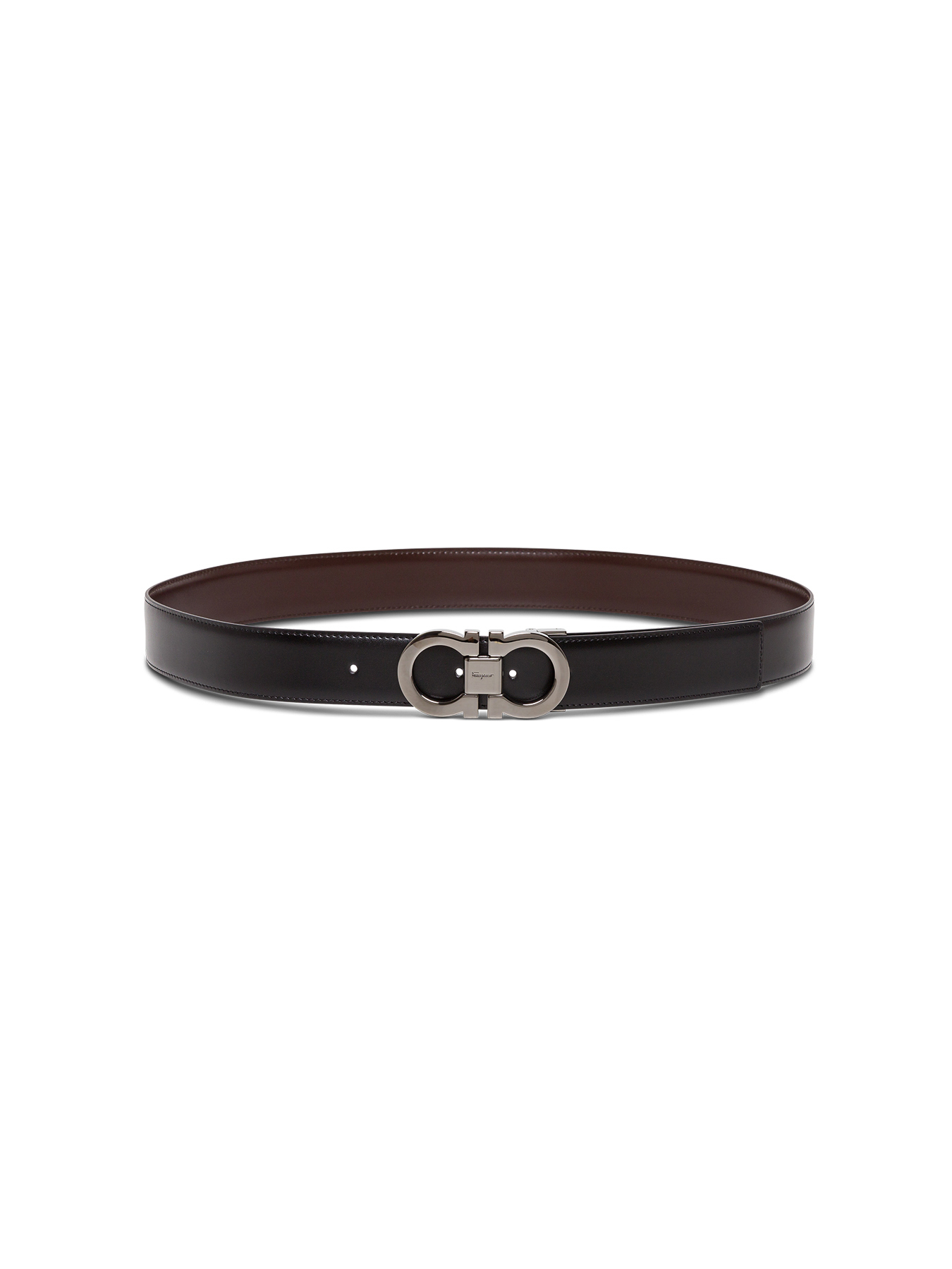 Ferragamo Men's Black Reversible Belt With Gancini Buckle On The Front In Leather Man Calf