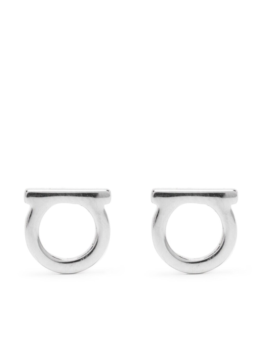 Ferragamo Women's Metallic Silver Colored Earrings With Gancini Plate In Brass
