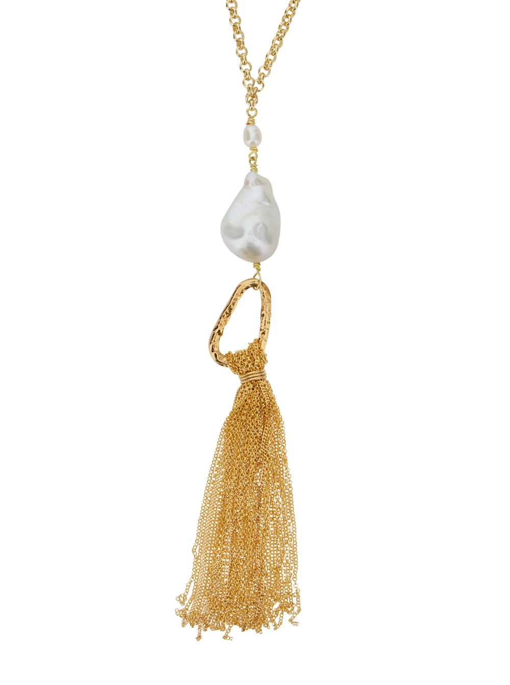 Forte Forte Women's Metallic Forte_forte Gold Colored Necklace With Fringe And Pearl Design Bronze Woman Necklaces