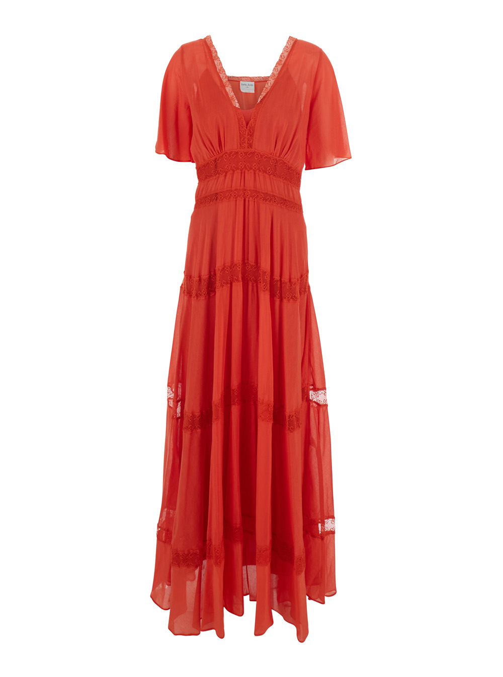 Forte_forte Long Dress co-se volie and lace with slip Red Details Cotton Silk Underskirt Women – Women