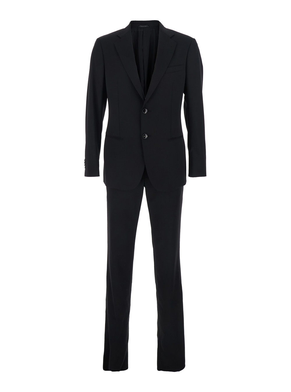 Giorgio Armani Men's Black Single-Breasted Suit With Notched Revers In Wool Man Virgin Suits