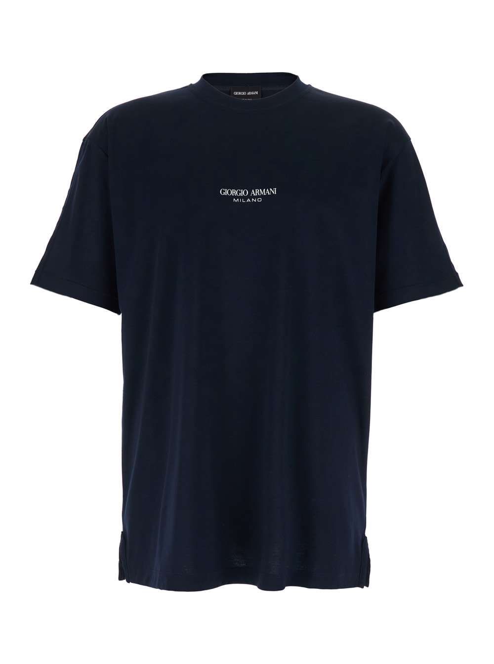 Giorgio Armani Men's Blu E T-Shirt With Raised Collar And Logo On The Front In Cotton Man Tshirts Polo Shirts