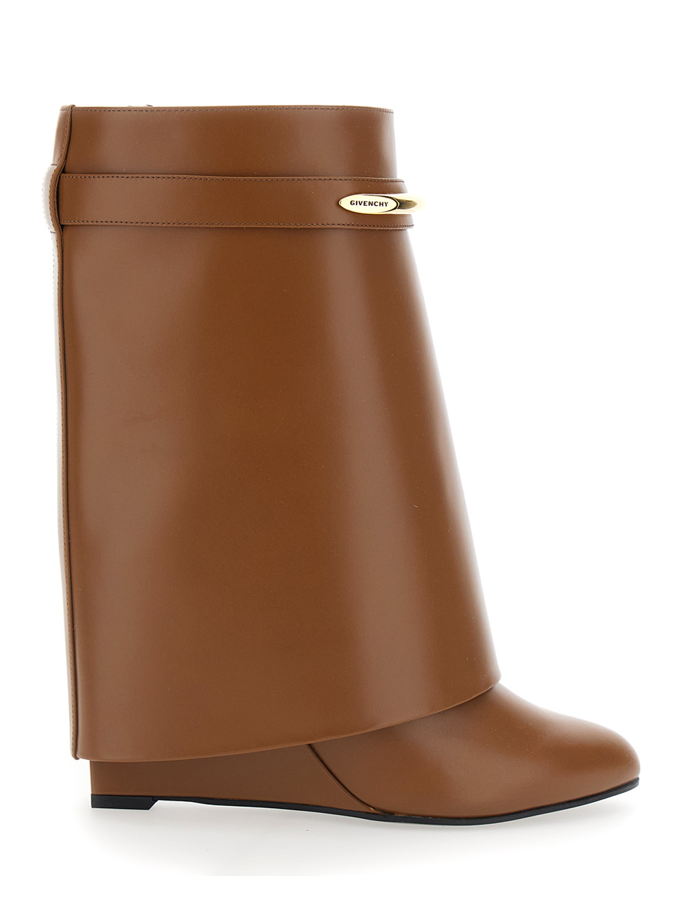 Givenchy Wedge Heel Ankle Boots with Logo Plate on the Side in Brown Leather for Women Calf – Women