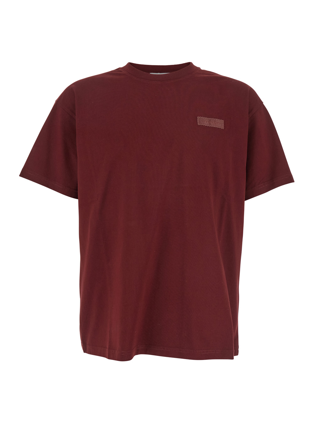 Givenchy Men's Bordeaux T-Shirt With Logo Patch On Chest For Cotton Tshirts And Polo Shirts