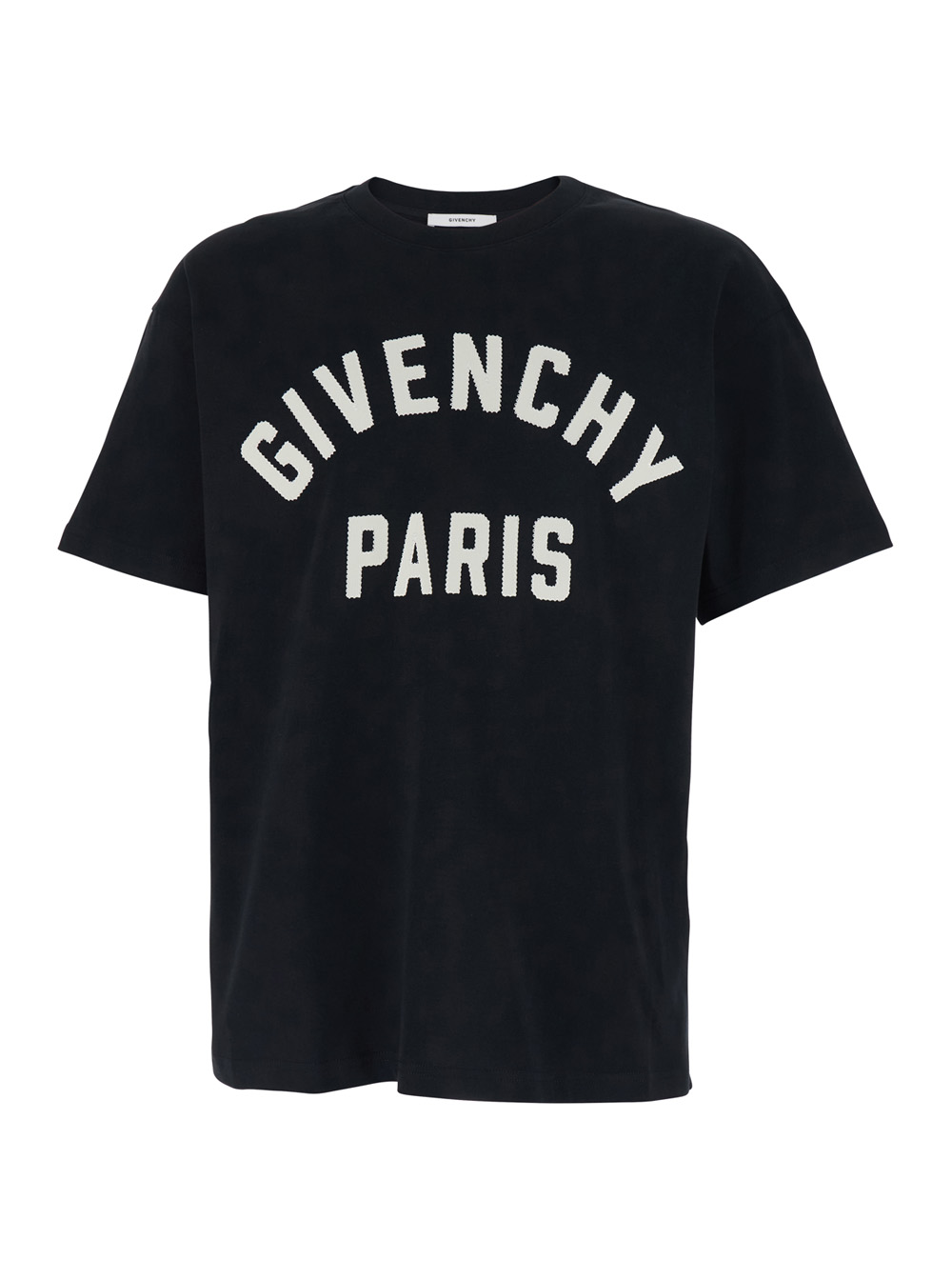 Givenchy Men's Black T-Shirt With Maxi Logo Lettering On The Front In Cotton For Tshirts And Polo Shirts