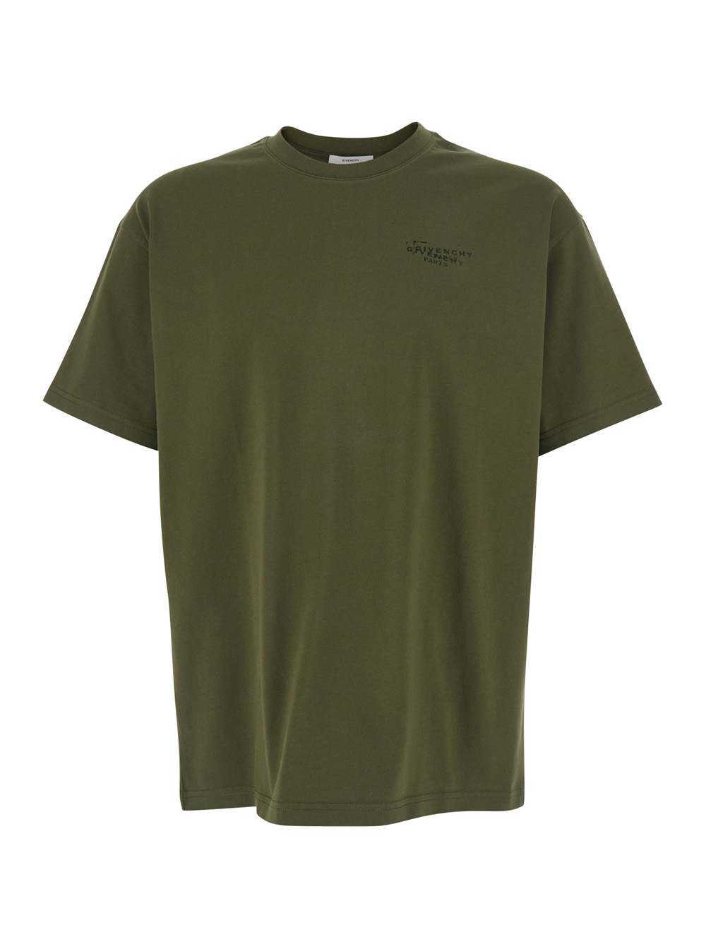 Givenchy Men's Green T-Shirt With Logo On Front And Back For Cotton Tshirts Polo Shirts