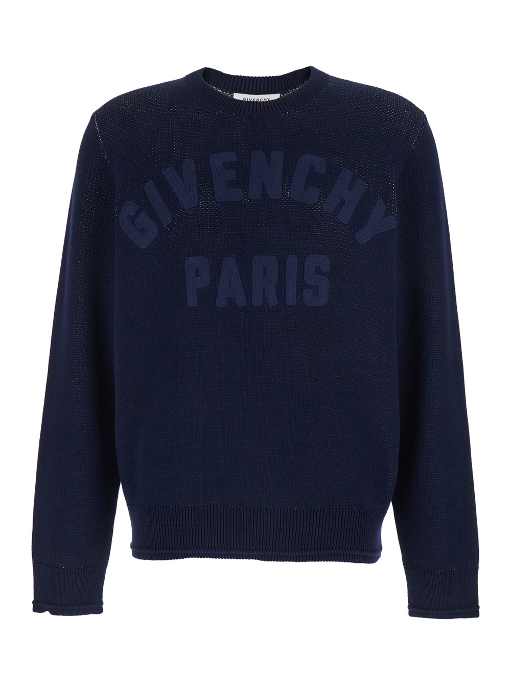 Givenchy Men's Blu E Crew Neck Sweater With Logo Lettering On The Front In Cotton For Jersey
