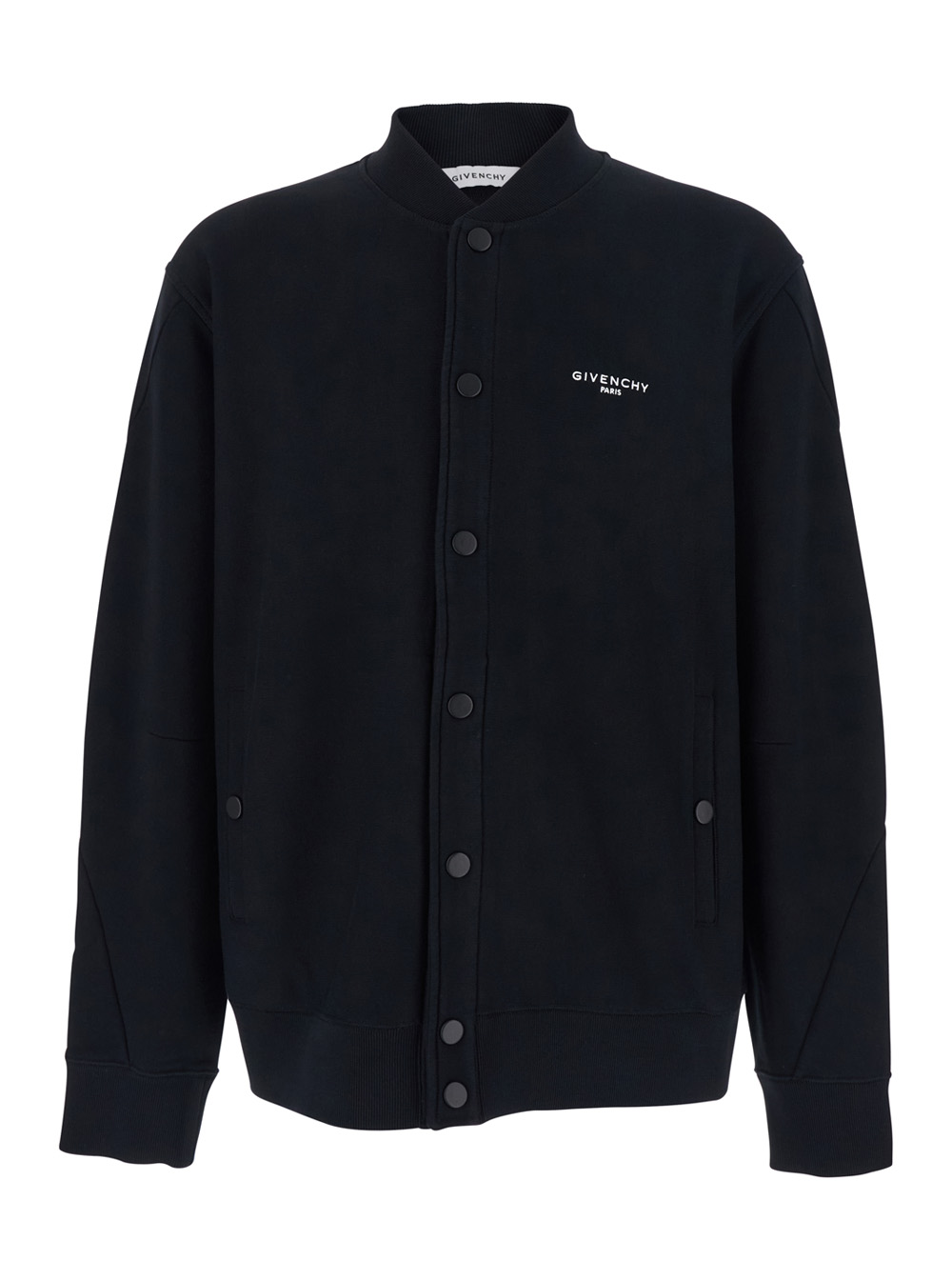 Givenchy Men's Black Varsity Jacket With Bomber Collar And Logo Lettering On The Front In Cotton Outerwear
