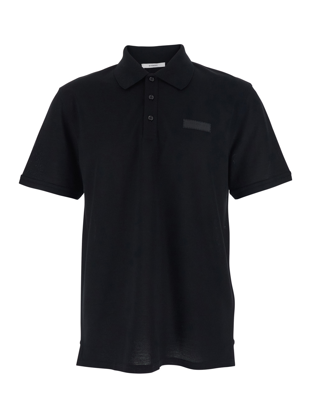 Givenchy Men's Black Polo Shirt With Logo Patch On The Front In Cotton For Tshirts And