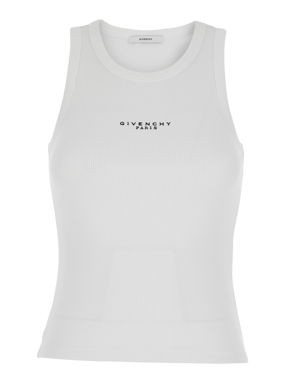 Givenchy Women's White Sleeveless Top With Logo Lettering On The Front In Stretch Cotton For Elastane Tops