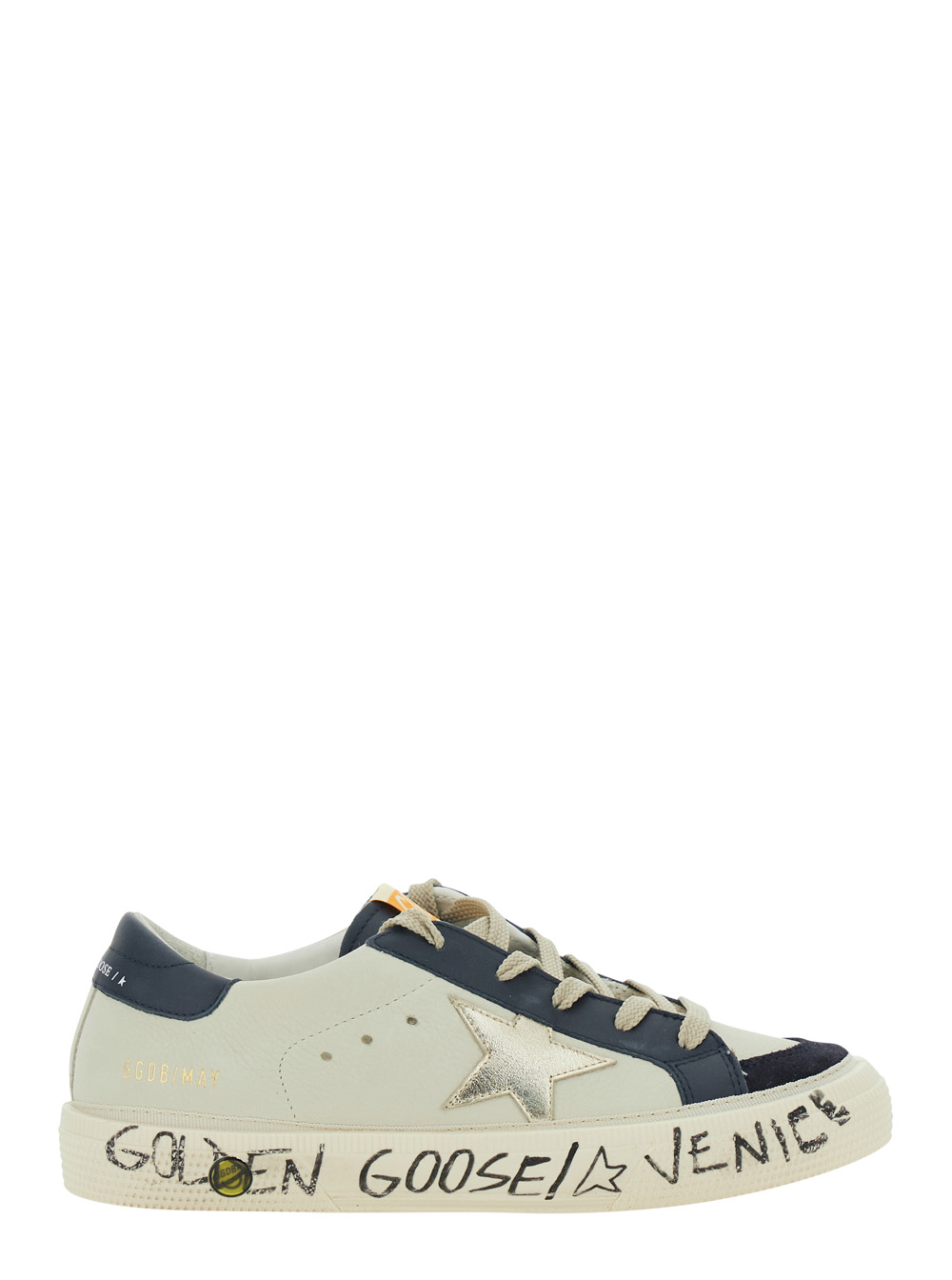 Golden Goose Kids Girls White Sneakers With Nubuck And Suede Upper, Laminated Star On Heel In Leather Women Cow - Kids