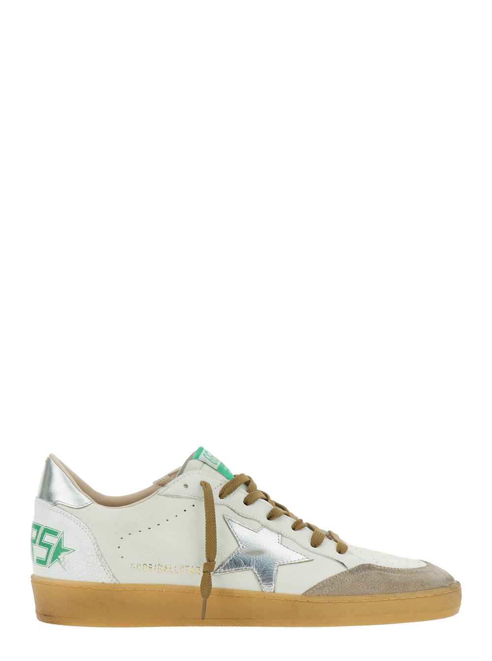 Golden Goose Men's White Ballstar Low Top Sneakers With Logo Patch On The Tongue And Star Side In Leather Man Goat Cow