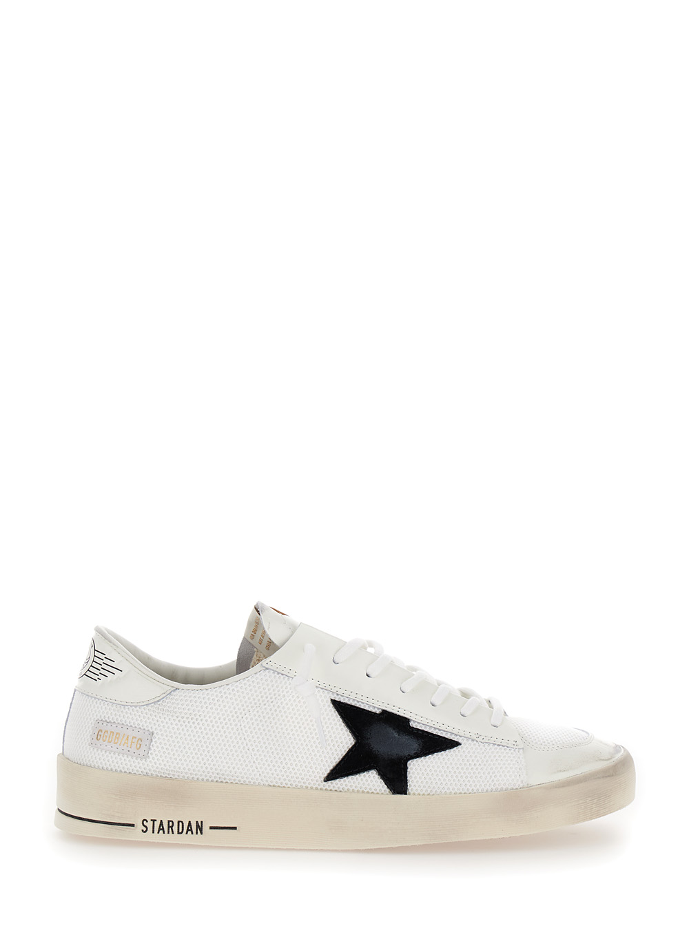 Golden Goose Men's White Low Sneakers Stardan With Star Patch In Leather And Tech Fabric Cow Polyester