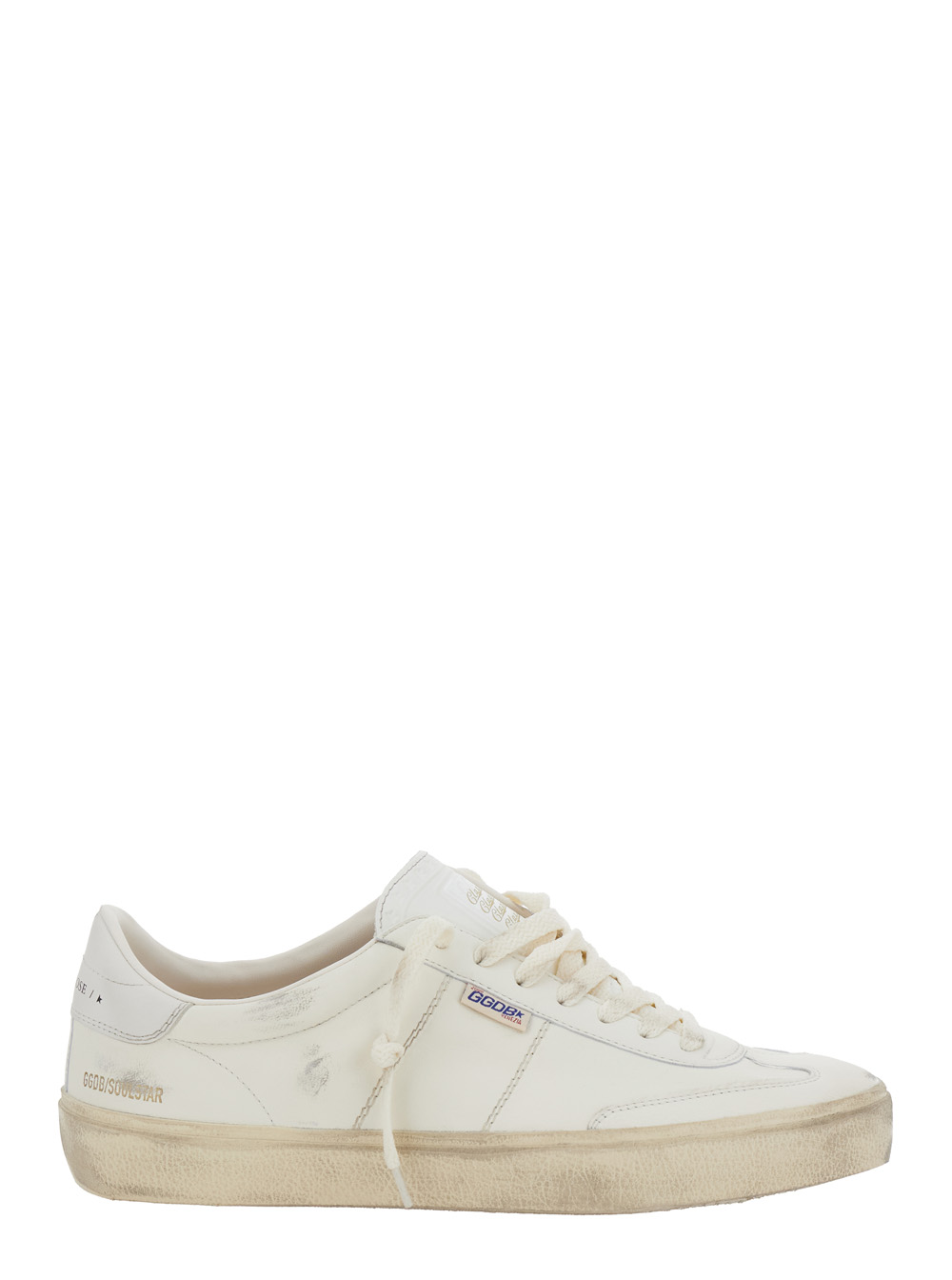 Golden Goose Men's White Soul-Star Low Top Sneakers With Metallic Heel Tab In Leather Man Ovine Cow