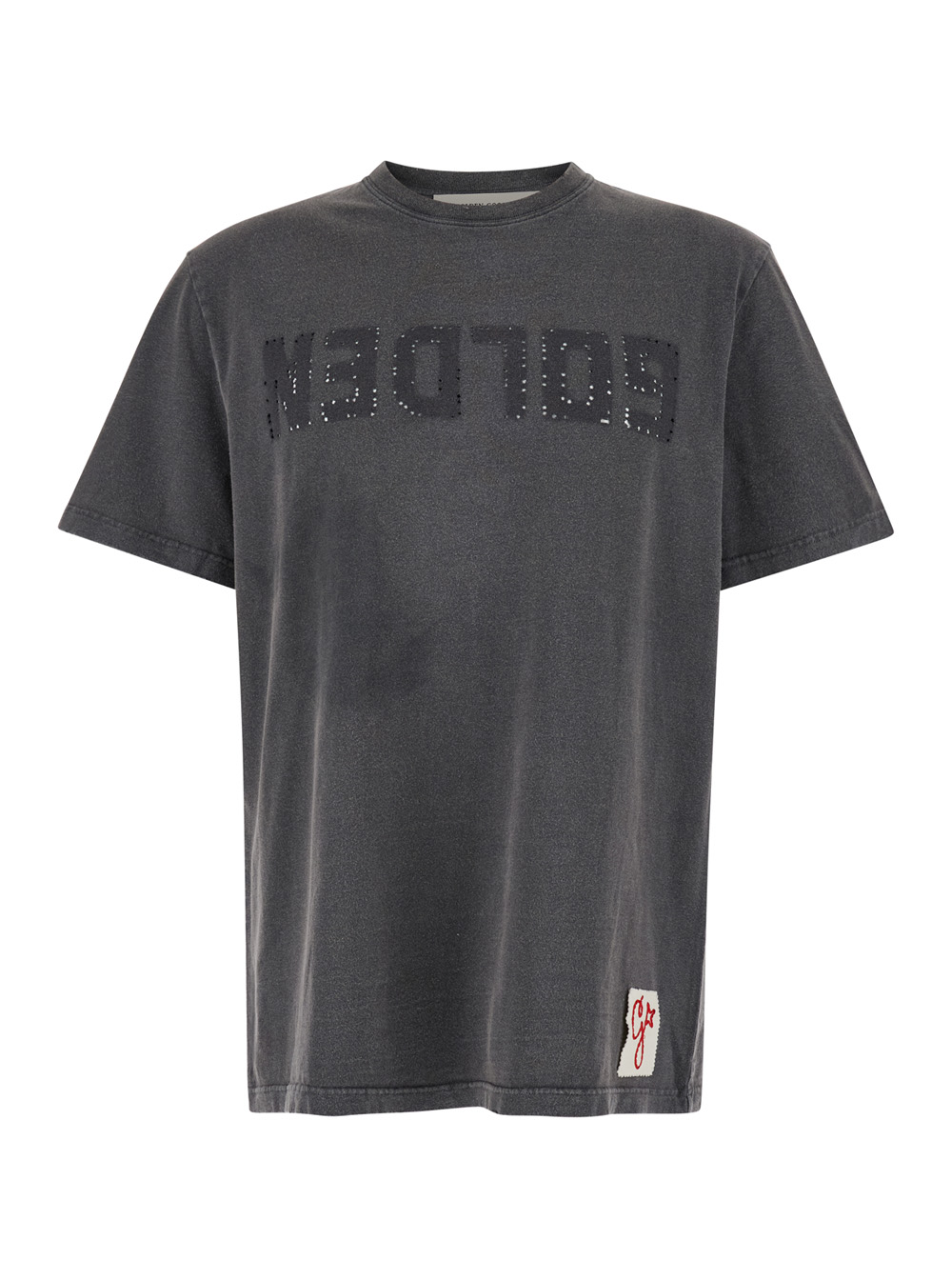 Golden Goose Men's Grey Gray T-Shirt With Logo On The Front And Patch For Cotton Tshirts Polo Shirts