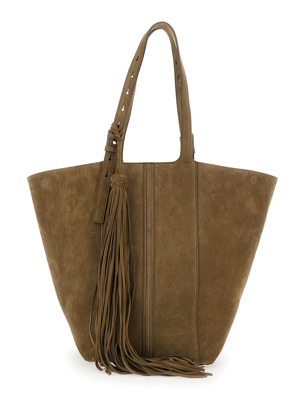 Golden Goose Tote bag SHOPPING 24.7 in Suede Green with Nappa Fringes and Silver Metal Details for Women Cow – Women