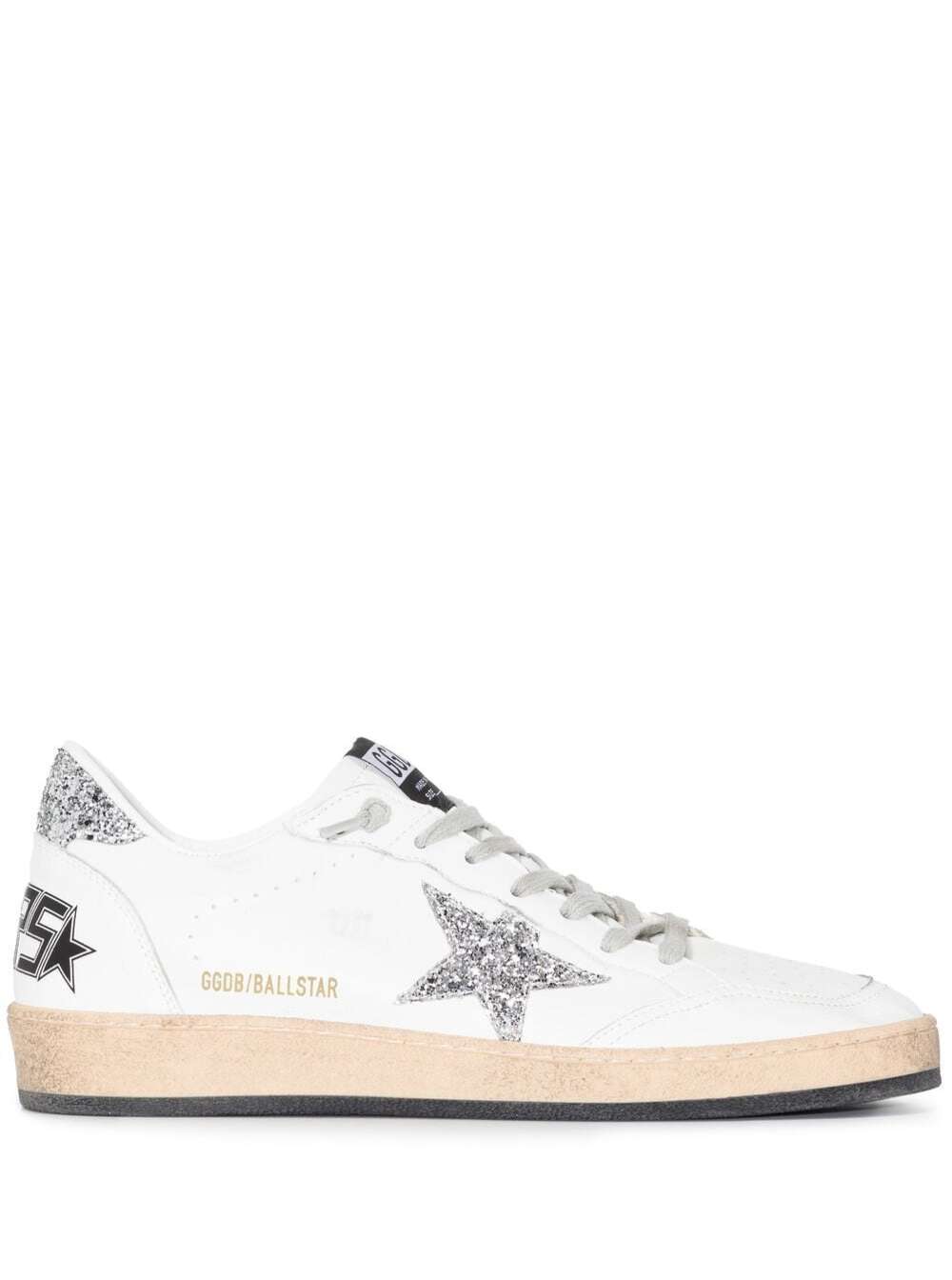 Golden Goose Women's White Ball Star Sneakers And Glitter Detail In Leather Woman