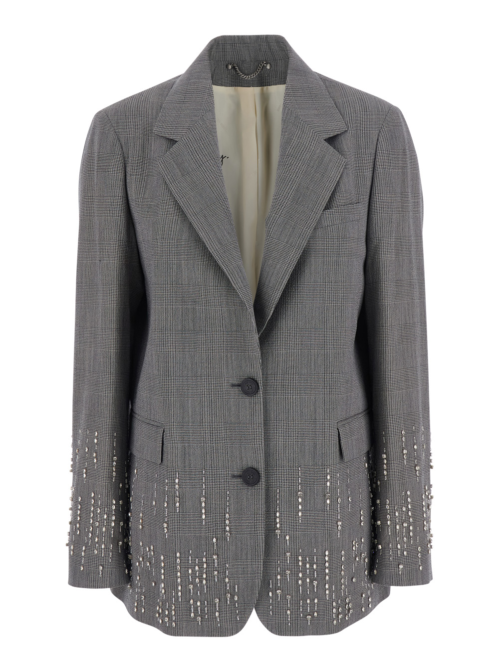 Golden Goose Jackets Journey Ws Sb Over Prince Of Whales W Embroidery Gray With Wales Motif And – In Wool Women Grey Virgin Blazers – Women
