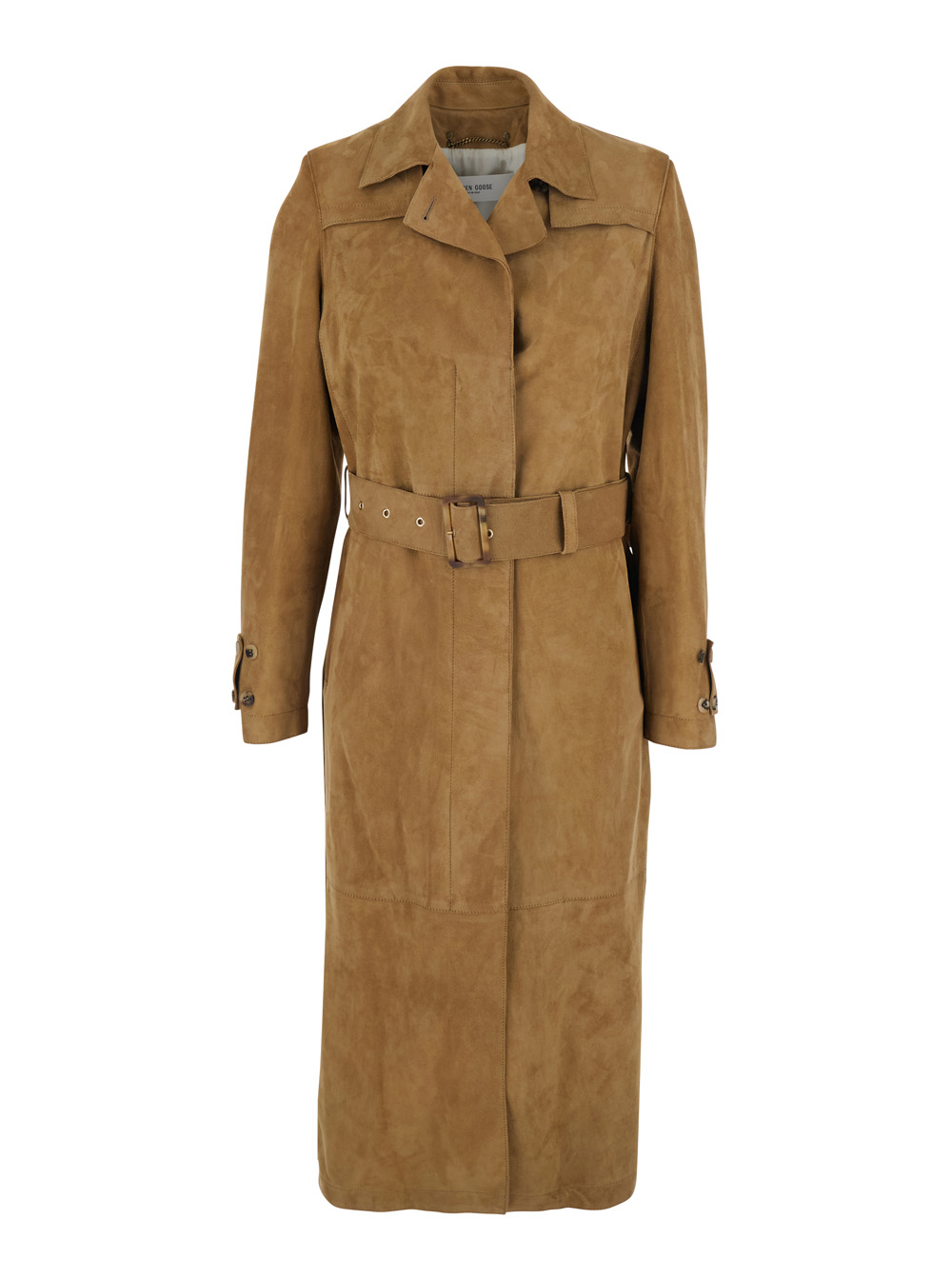 Golden Goose Women's Brown Trench Journey Ws Peggy With Leather Belt For Ovine Outerwear