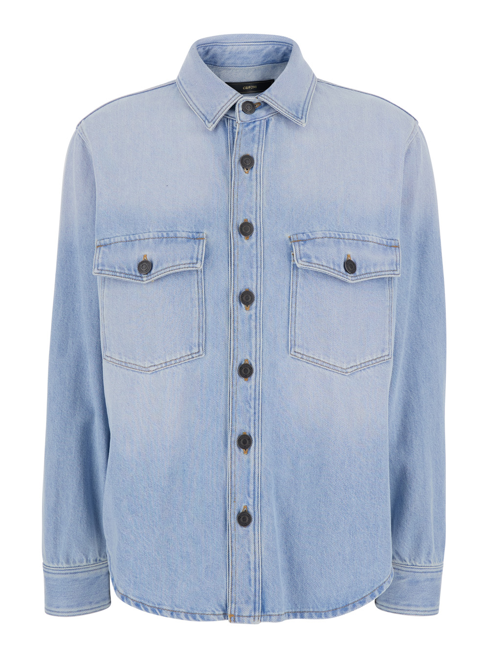 Grifoni LONG SLEEVE SHIRT – with Classic Collar and Front Buttons In Cotton Light Blue Women Blouses – Women
